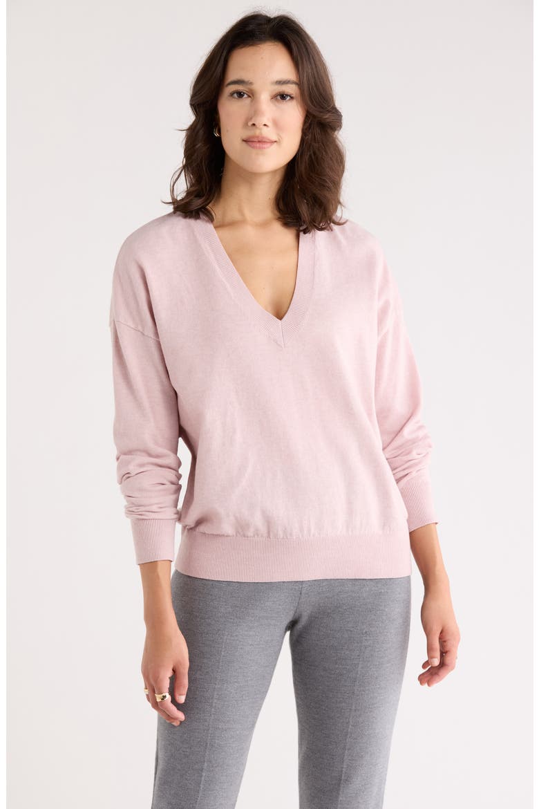 V-Neck Pullover Sweater, Main, color, PURPLE LILAC