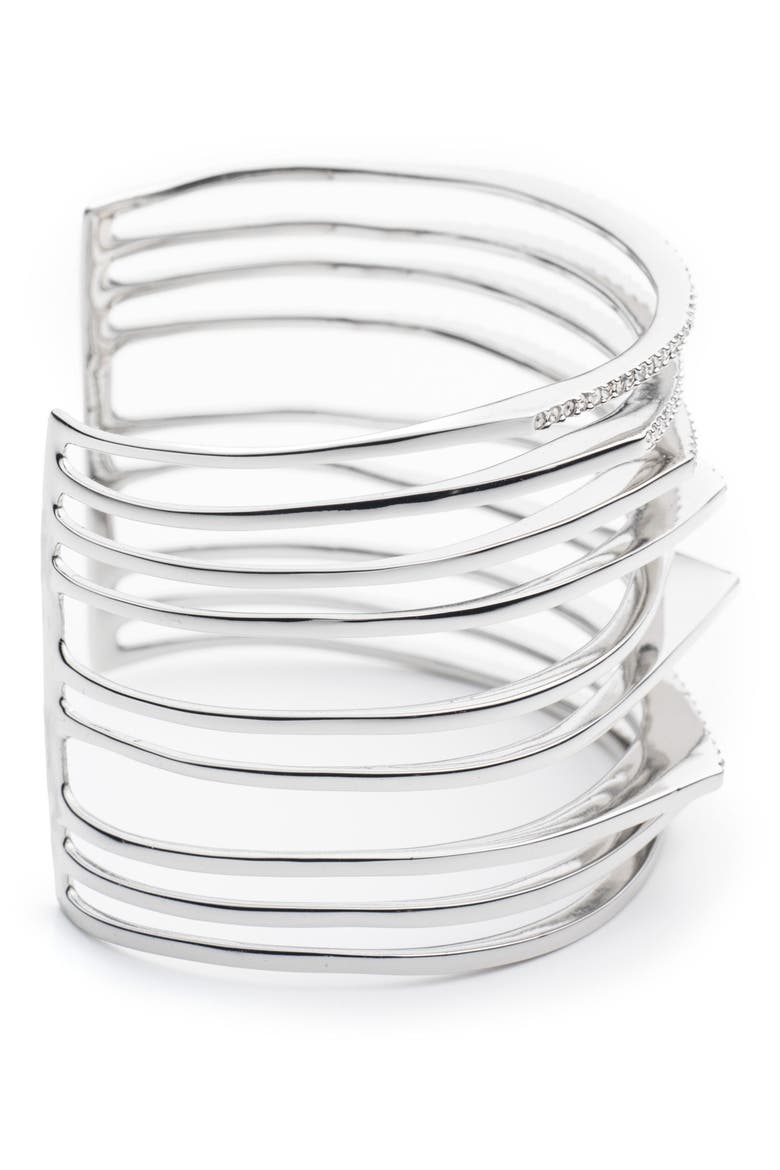 Crystal Wrist Cuff, Alternate, color, SILVER