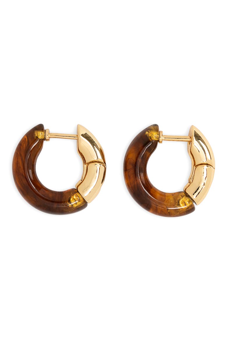 Acacia Resin Hoop Earrings, Main, color, BROWN