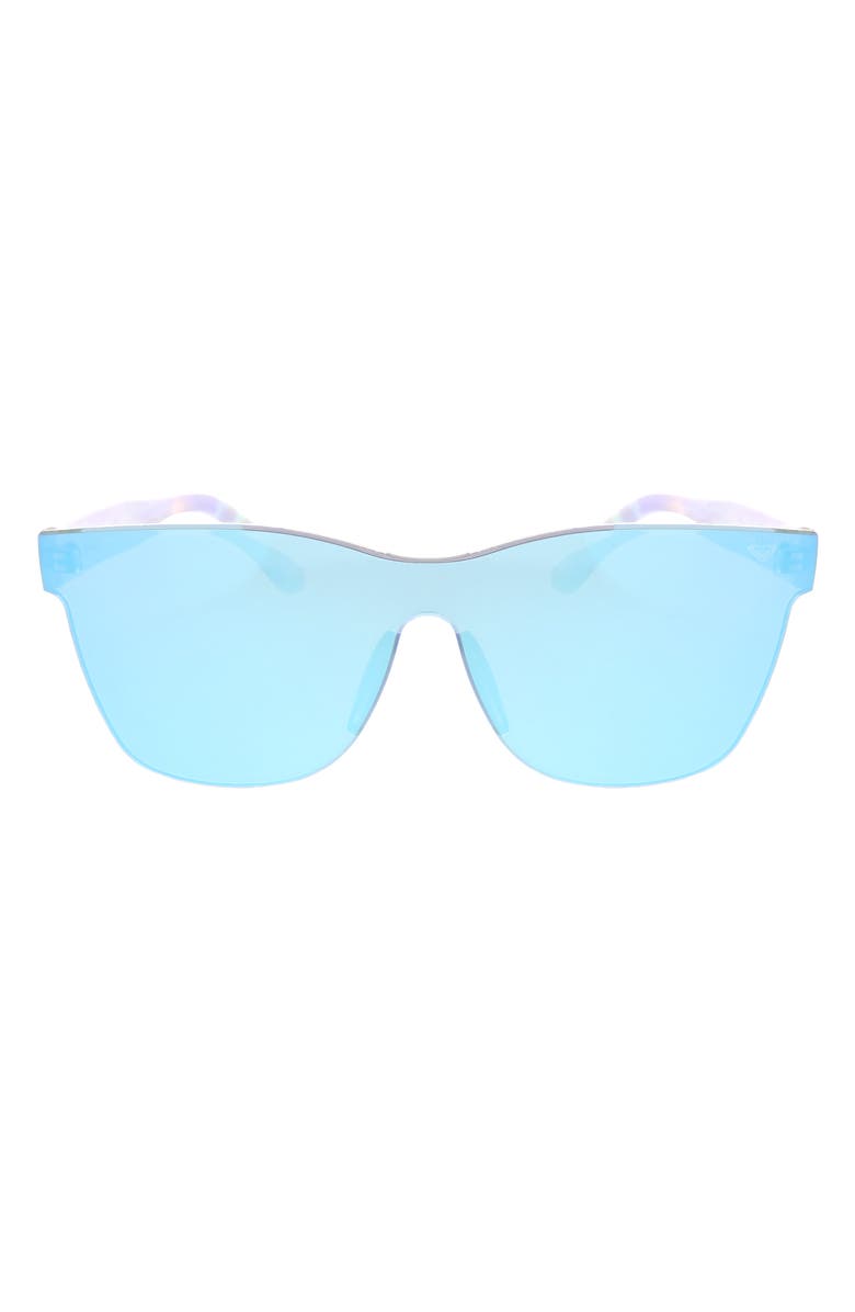 Roxy 146mm Rimless Shield Sunglasses, Main, color, Ice Blue Mirror