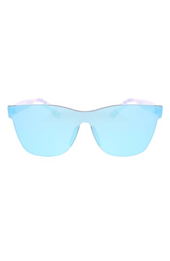 Roxy 146mm Rimless Shield Sunglasses In Ice Blue Mirror
