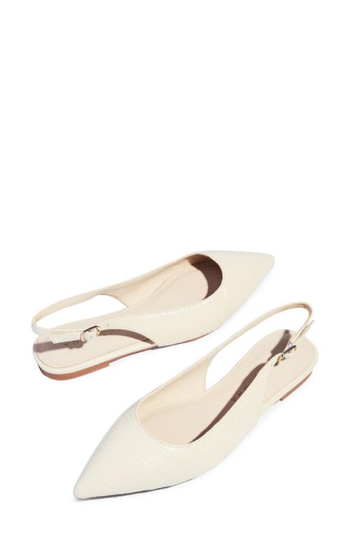 Yosi Samra Vera Pointed Toe Slingback Flat In Bone Croc
