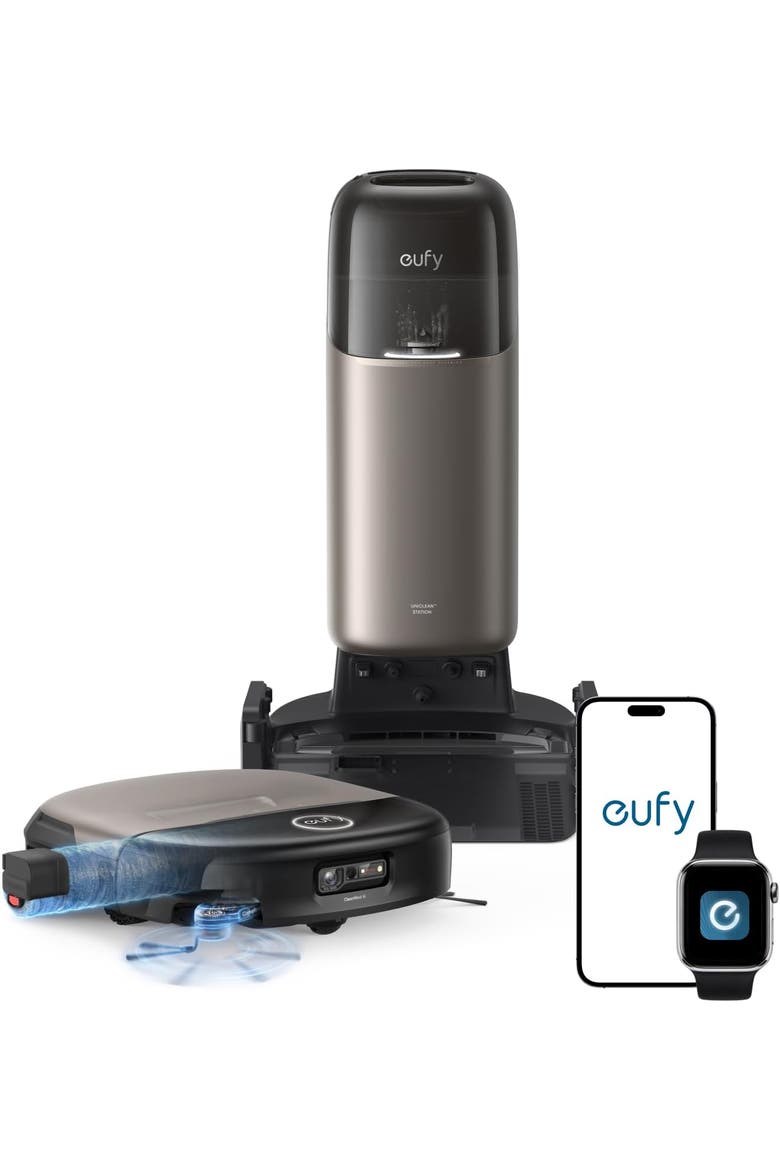 Omni S2 Robot Vacuum and Mop Combo with HydroJet Self-Cleaning Roller Mop, Main, color, Black