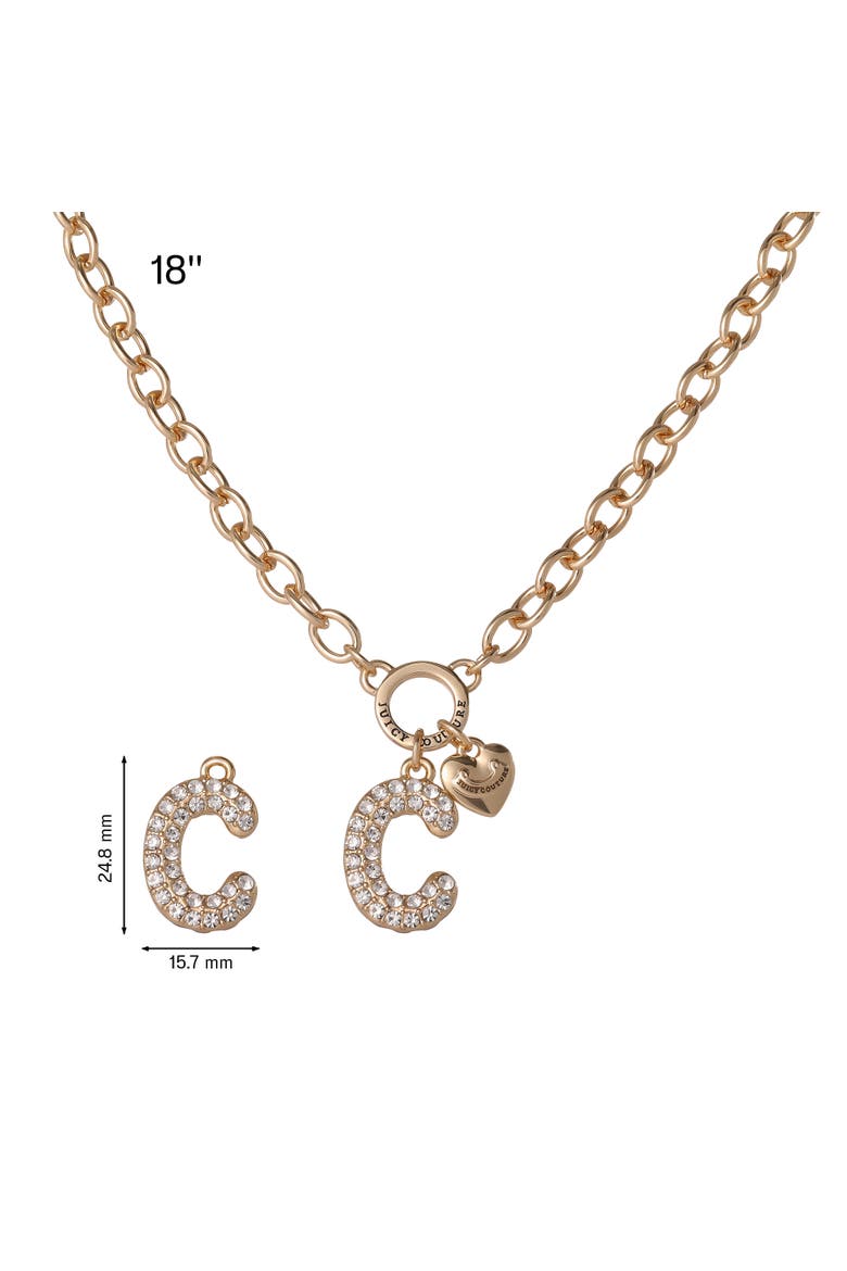 Bubble Letter Necklace for Women with Clear Stones 18"+2", Chunky Initial Necklace Gold-Tone, Alternate, color, Letter C