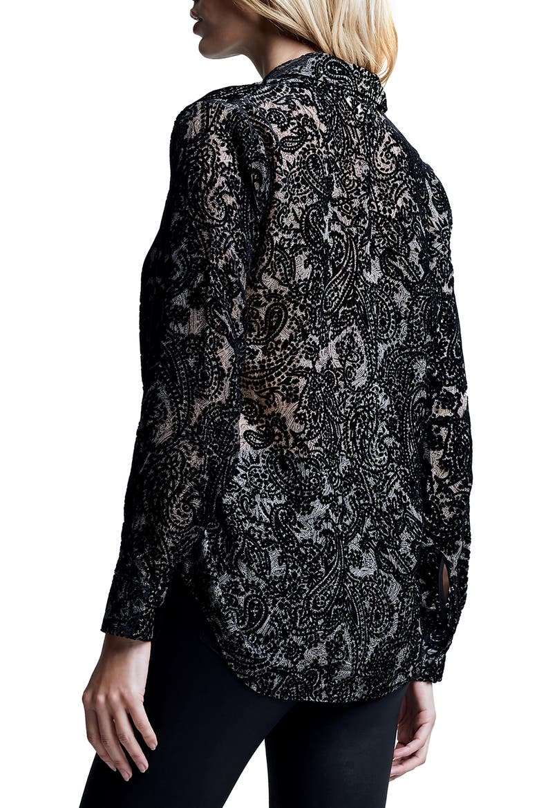 Hailie Long Sleeve Button-Up Shirt, Alternate, color, BLACK VELVET BURNOUT
