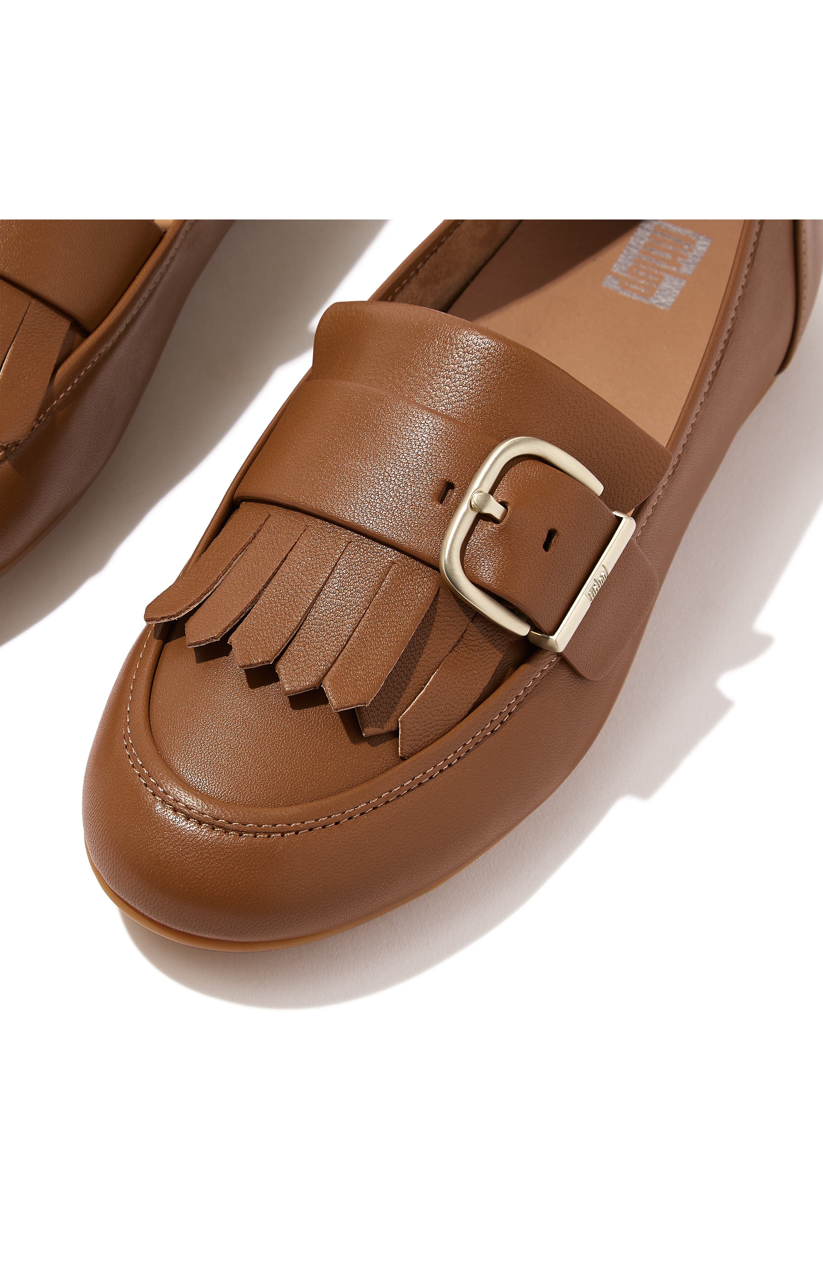 FitFlop Allegro Fringe Buckle Leather Loafer, Alternate, color, Light Tan