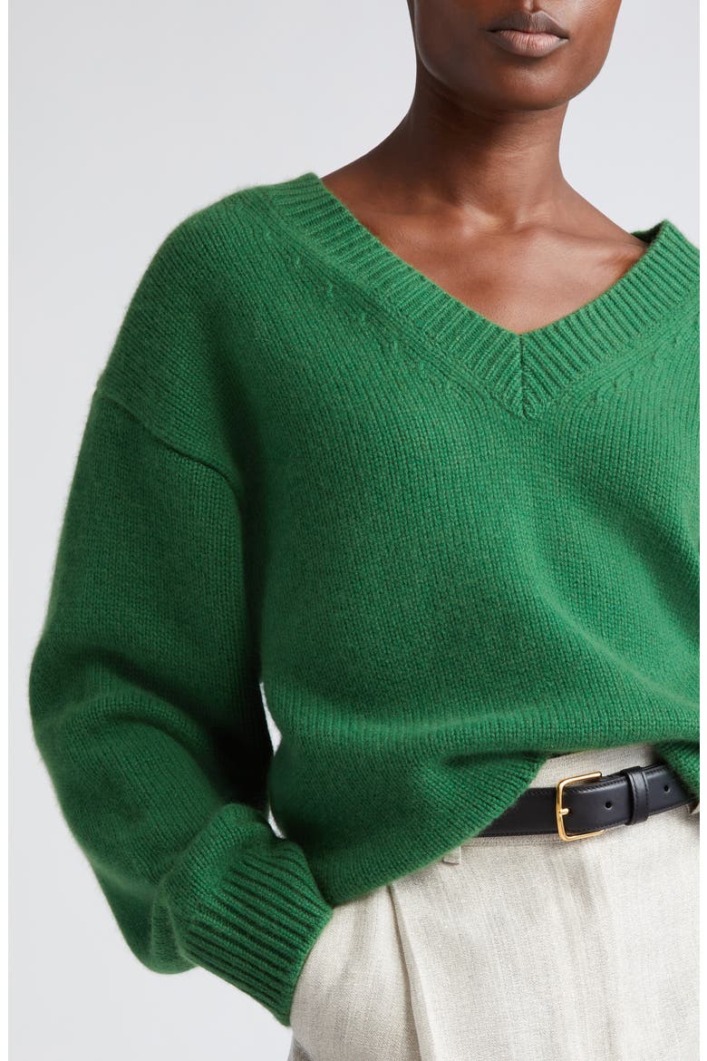 Wool & Cashmere V-Neck Sweater, Alternate, color, PINE