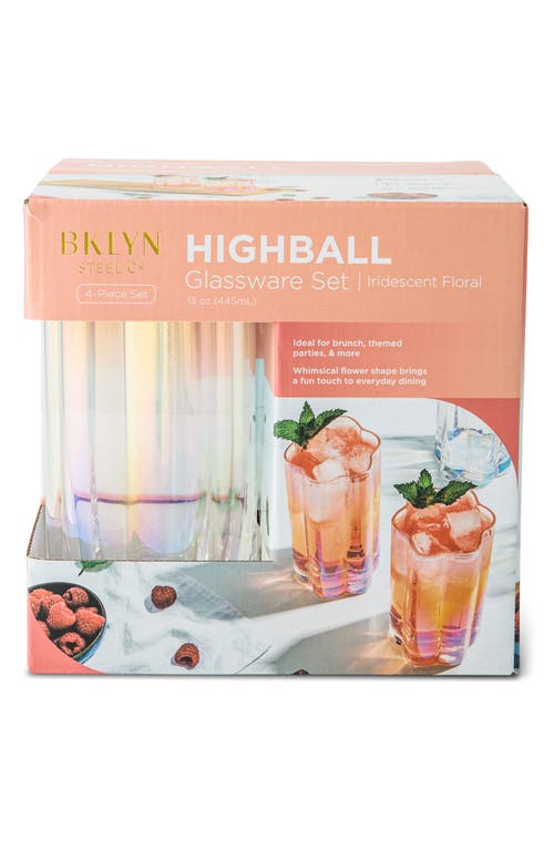 Core Home Flower Set Of 4 Highball Glasses In Clear