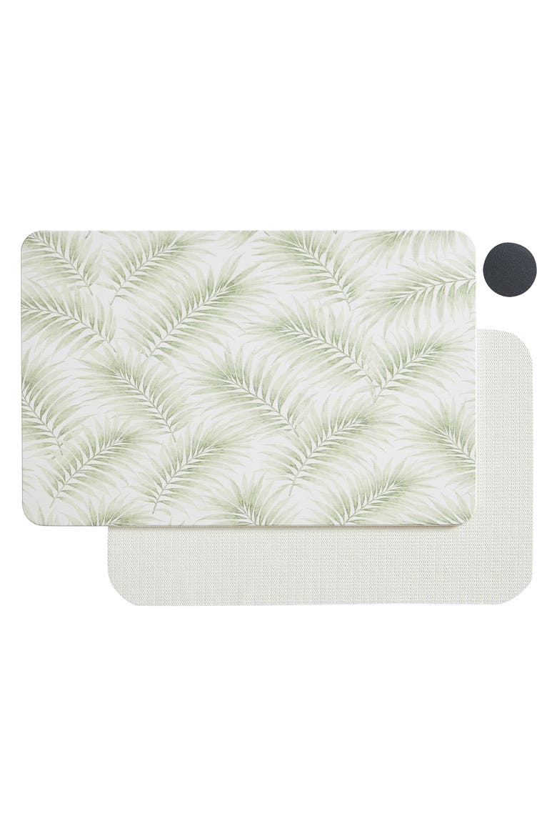 Carved Palms Stone Bath Mat, Alternate, color, GREEN