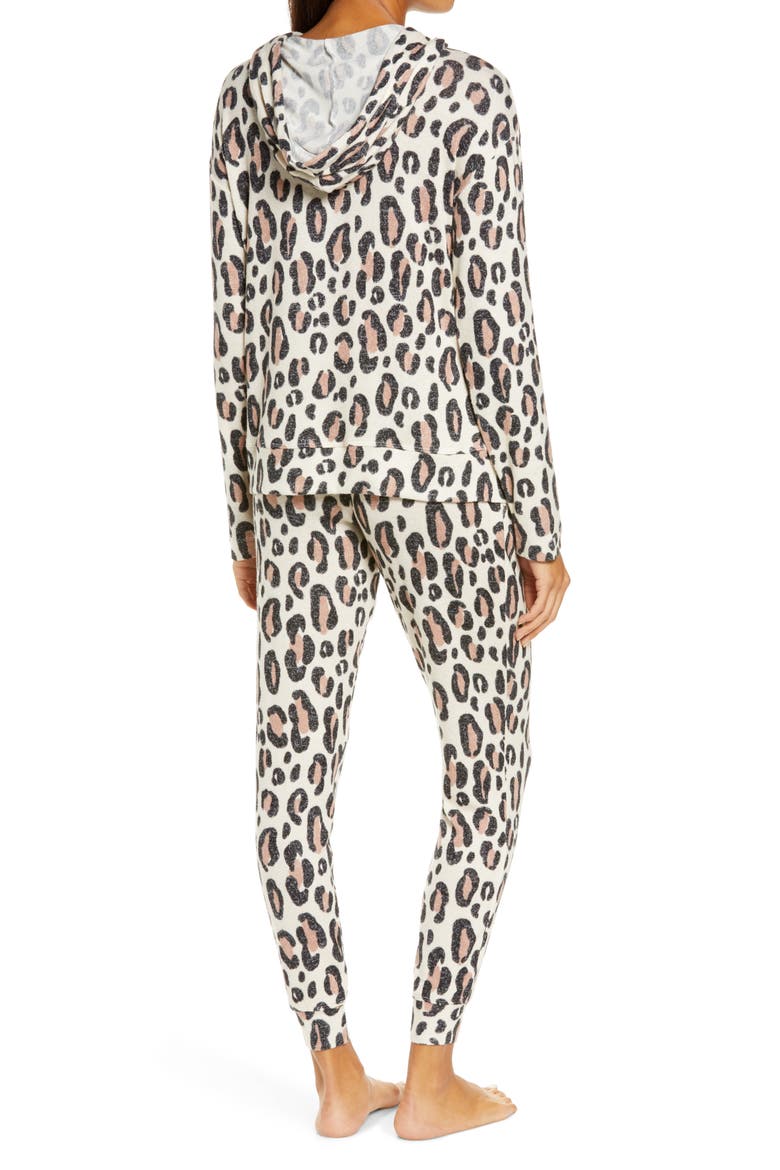 Hoodie Jogger Pajamas, Alternate, color, MOHAIR LEOPARD OATMEAL