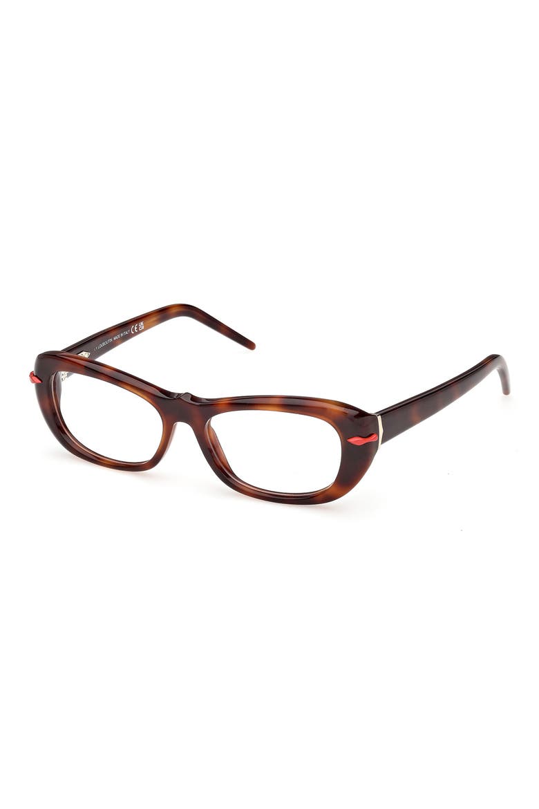 53mm Geometric Optical Glasses, Alternate, color, DARK HAVANA