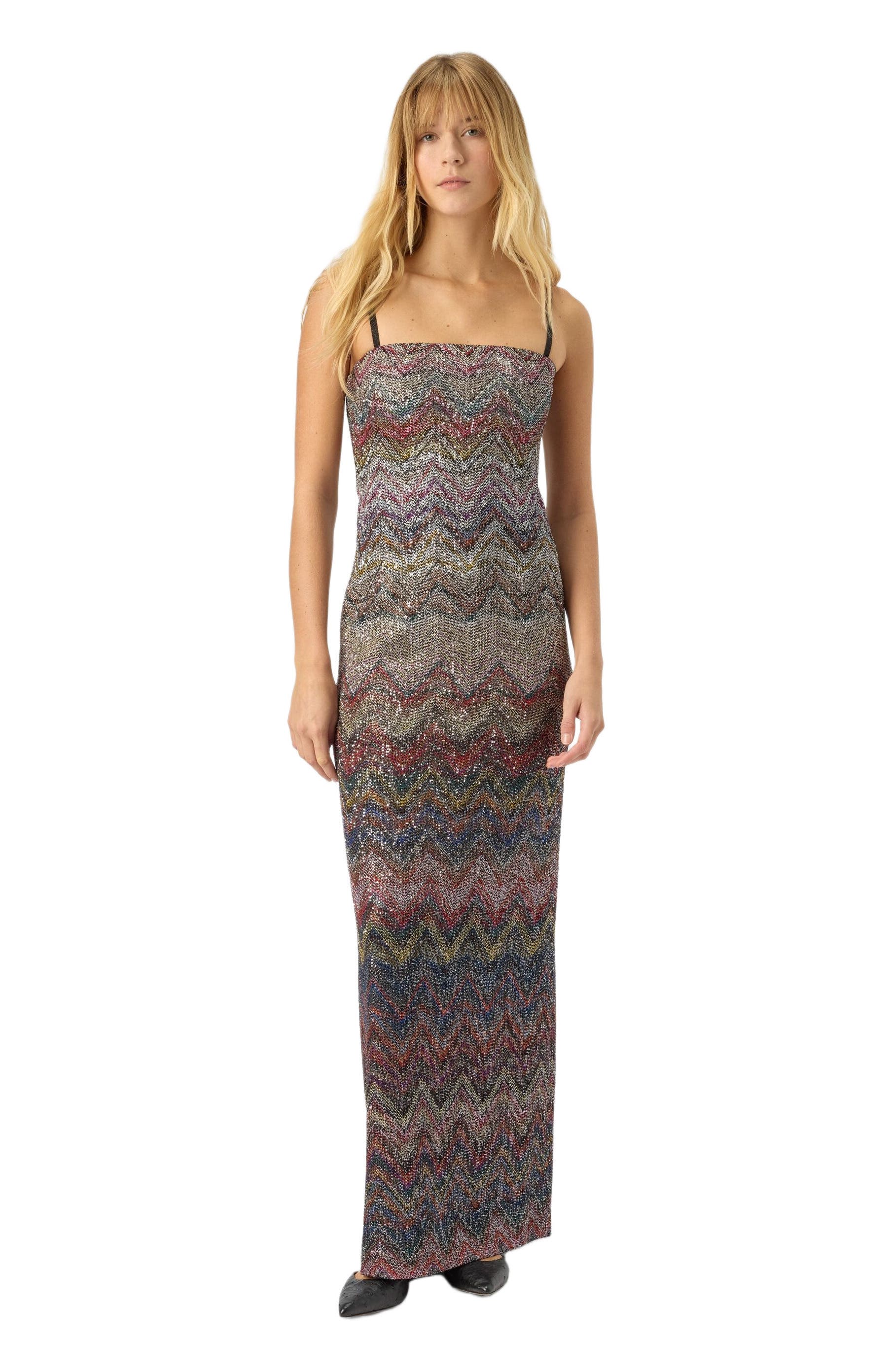 Bustier Long Dress With Zigzag Pattern