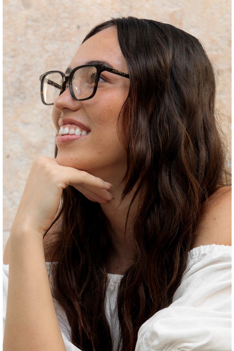 Palakika 54mm Low Bridge Square Optical Glasses, Alternate, color, KUKUI TORTOISE / CLEAR LENSES