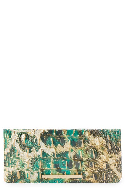 'Ady' Croc Embossed Continental Wallet