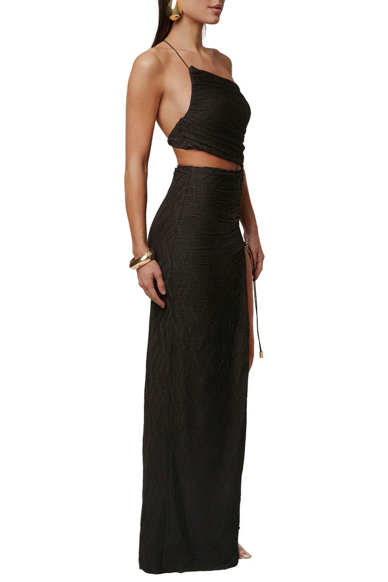 Andriana Textured Strappy Back Maxi Dress, Alternate, color, BLACK