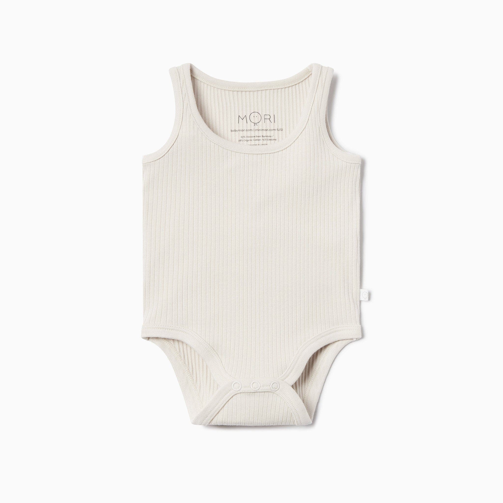 Mori Kids'  Ribbed Sleeveless Bodysuit In Gray