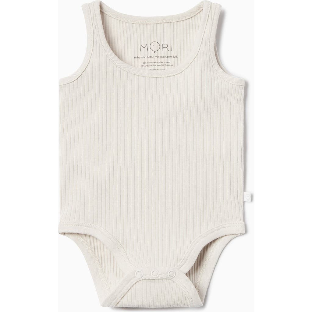 Mori Kids' Ribbed Sleeveless Bodysuit In Gray