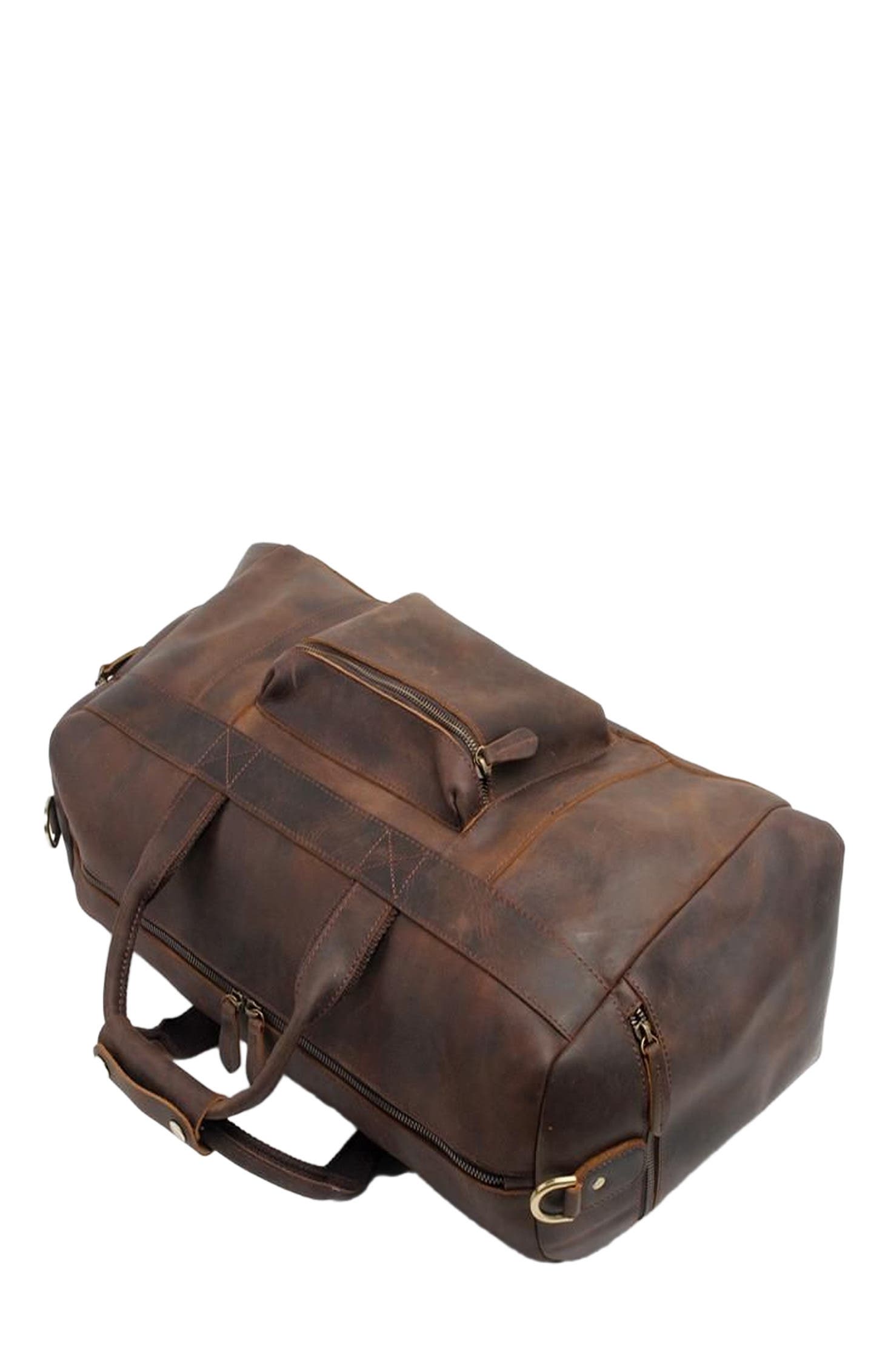 STEEL HORSE LEATHER The Asta Weekender | Handcrafted Leather Duffle Bag, Alternate, color, Dark Brown