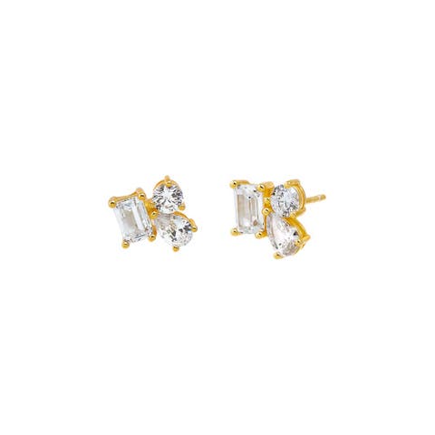 CZ Multi Shape Cluster Stud Earring