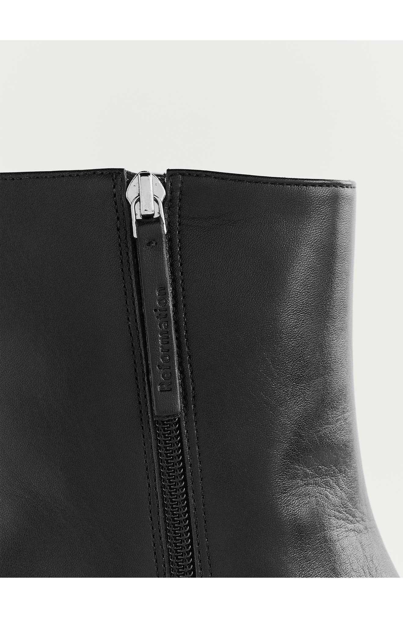 Reformation Gillian Bootie, Alternate, color, Black Leather