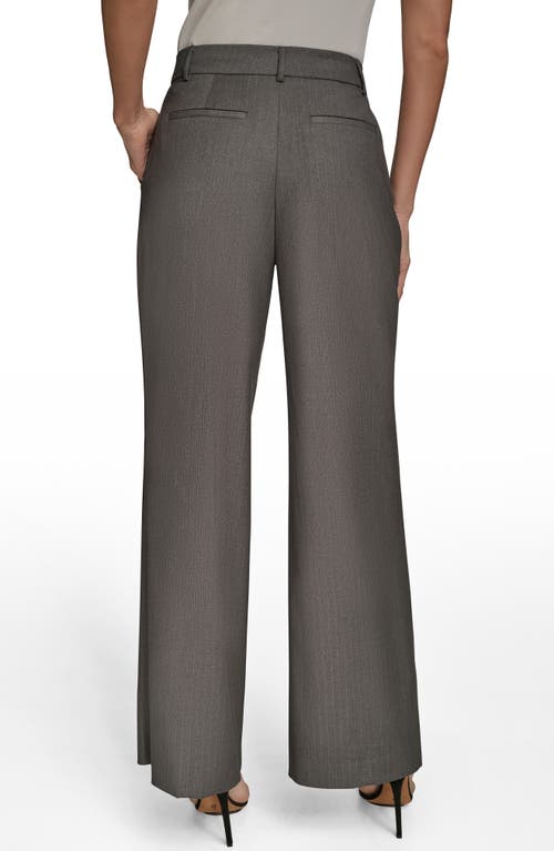 Donna Karan New York Flat Front Pinstripe Pants In Gray