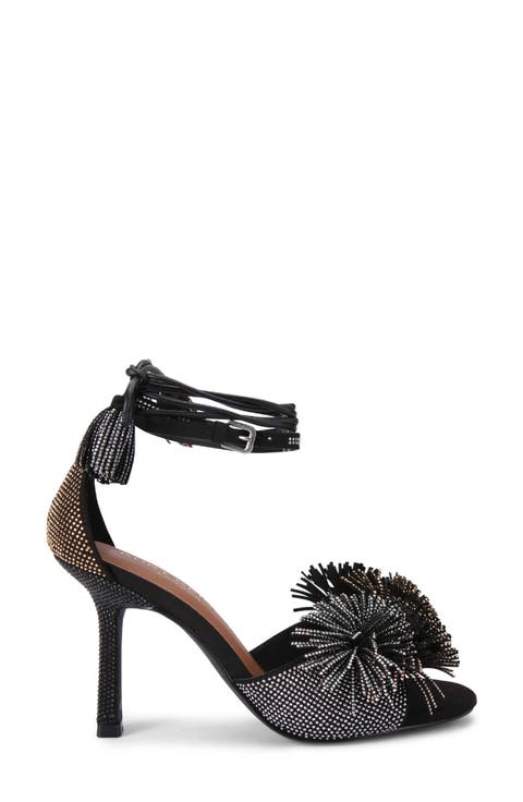 Pompom Ankle Strap Sandal (Women)