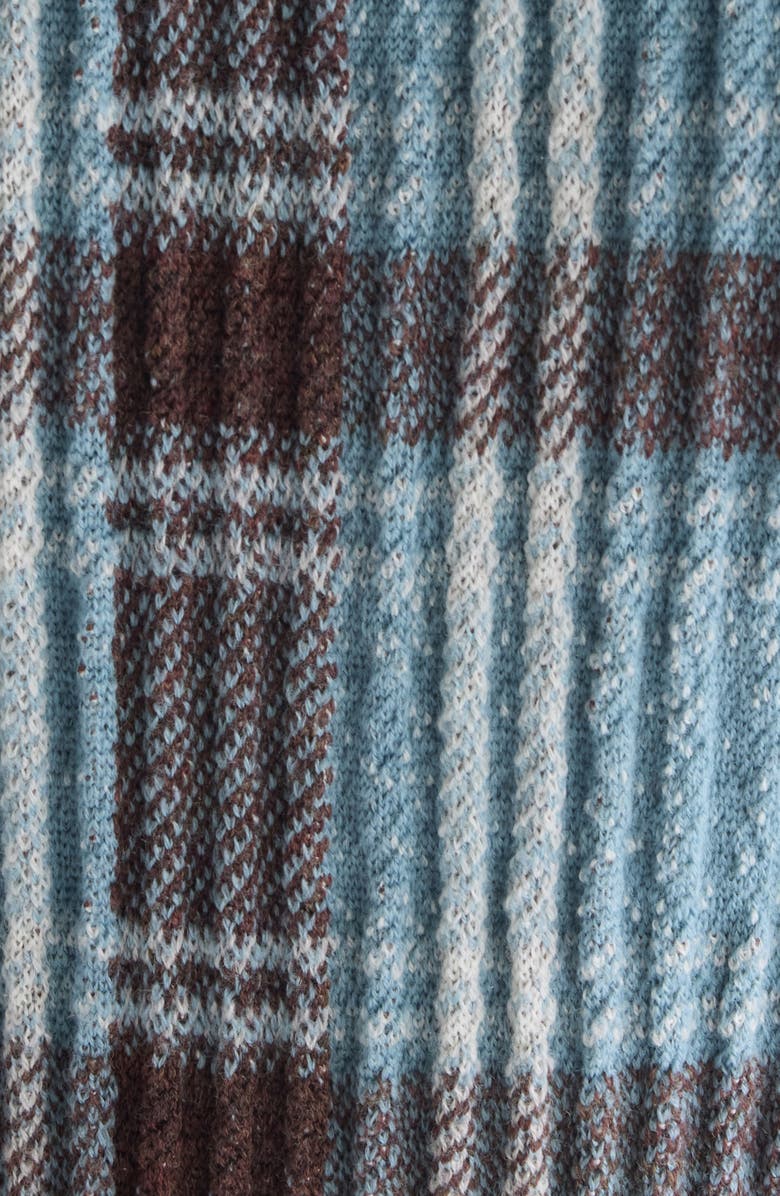 Acne Studios Plaid Short Sleeve Wool Funnel Neck Sweater, Alternate, color, Blue/ Brown