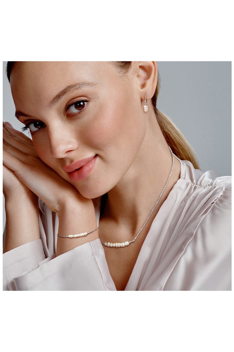 Cultured Pearl Beaded Earrings, Bracelet & Necklace Set, Alternate, color, WHITE