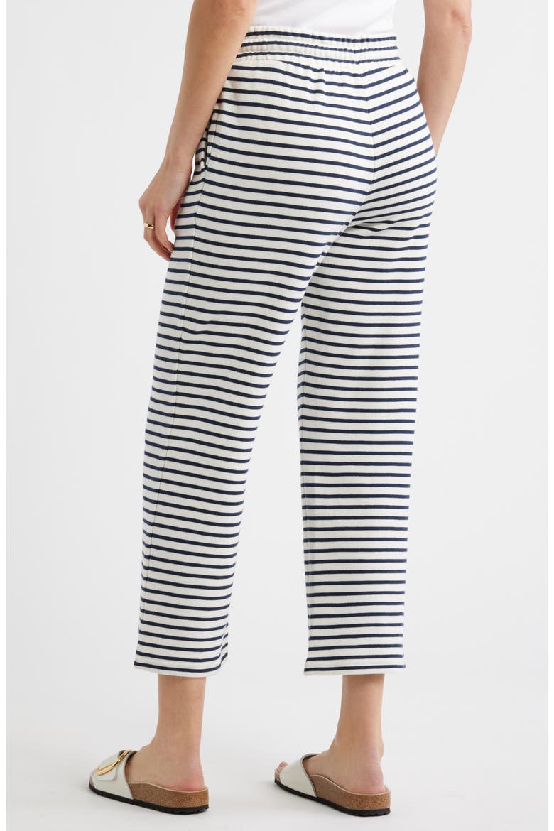 Cotton Blend French Terry Drawstring Pants, Alternate, color, IVORY- NAVY STRIPE