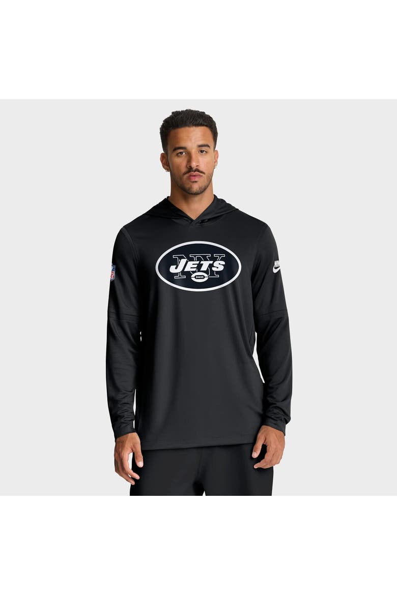 Men's Nike Black New York Jets Alt Pack Pass Accuracy Performance Long Sleeve Hoodie T-Shirt, Main, color, Black