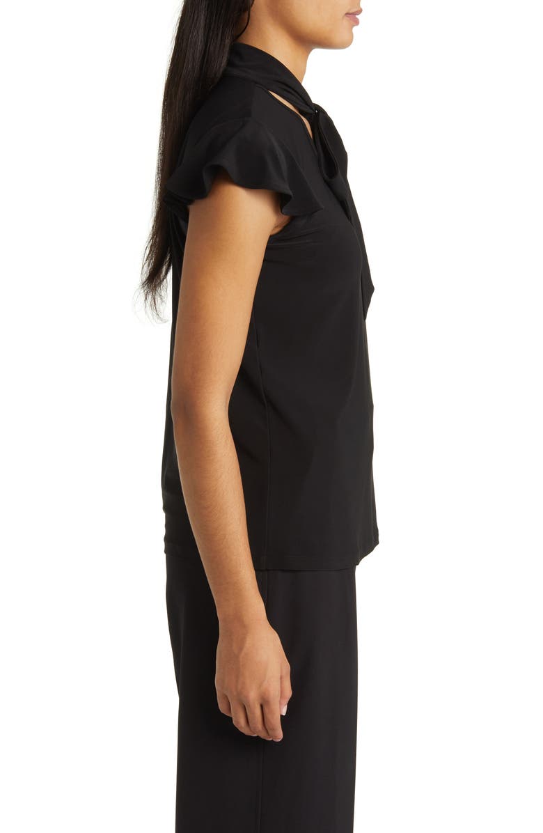 Anne Klein Tie Neck Flutter Sleeve Top, Alternate, color, 
