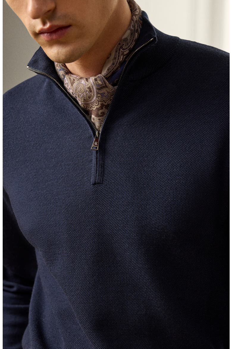Wool Piqué Quarter Zip Pullover, Alternate, color, CLASSIC CHAIRMAN NAVY