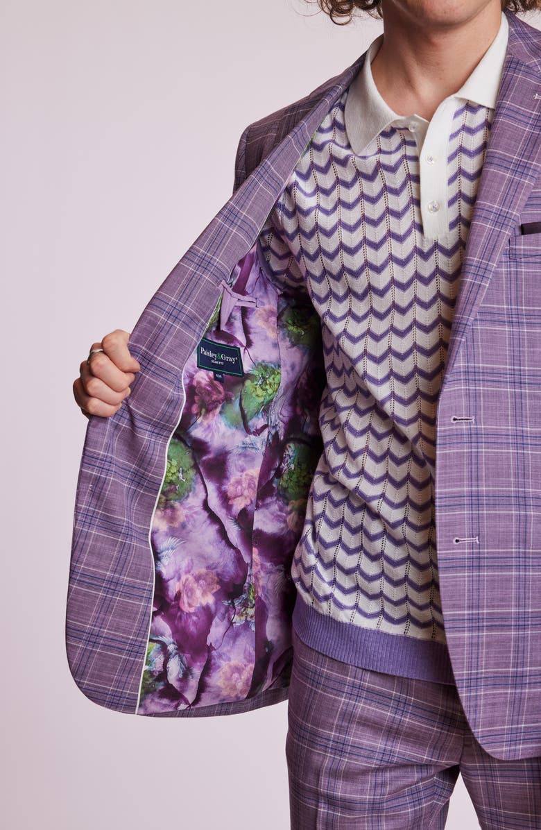PAISLEY & GRAY Dover Slim Fit Sport Coat, Alternate, color, Lilac White Blue Check