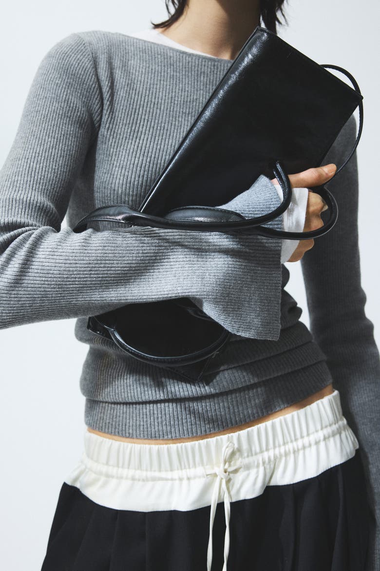 Rib-knit Top, Alternate, color, Gray melange