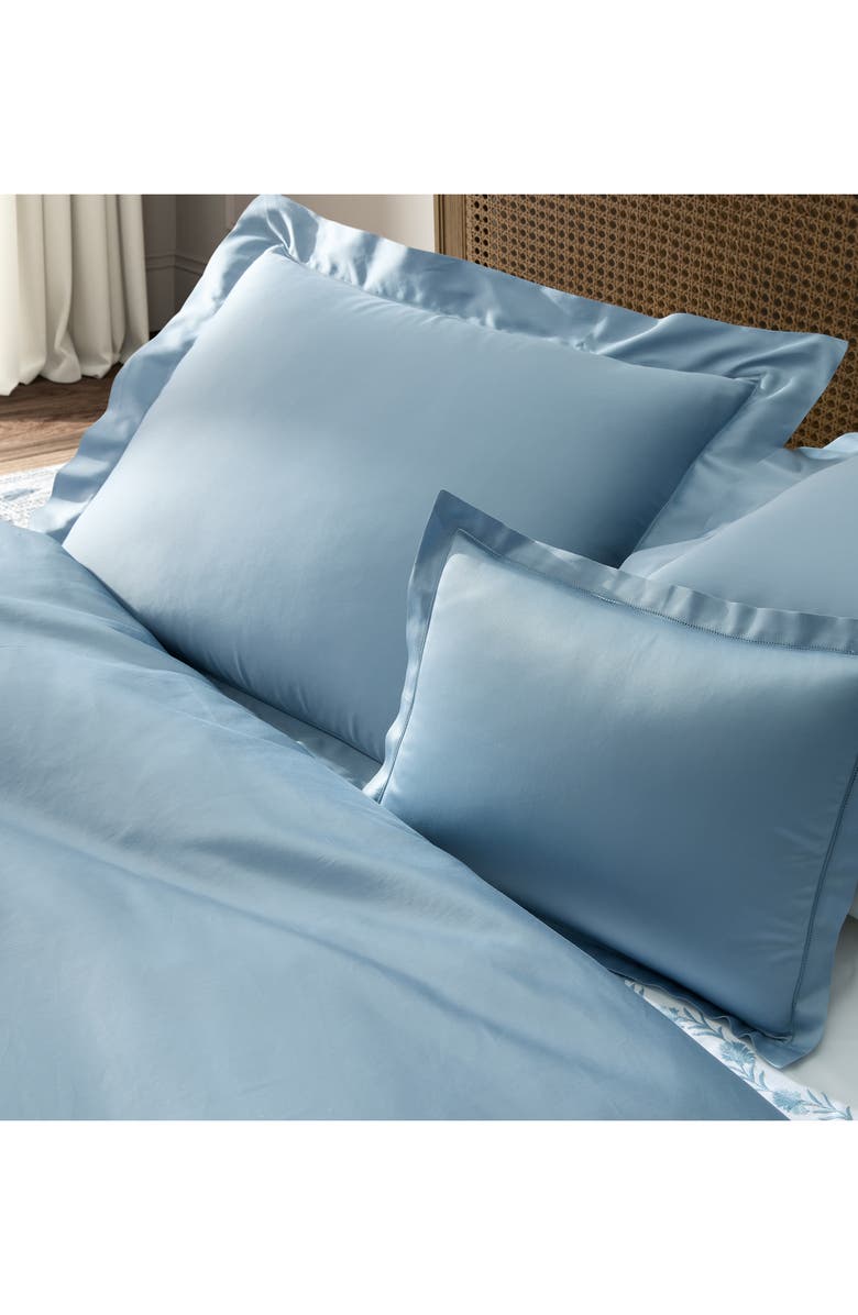 Matouk Talita Satin Stitch Duvet Cover, Alternate, color, Hazy Blue