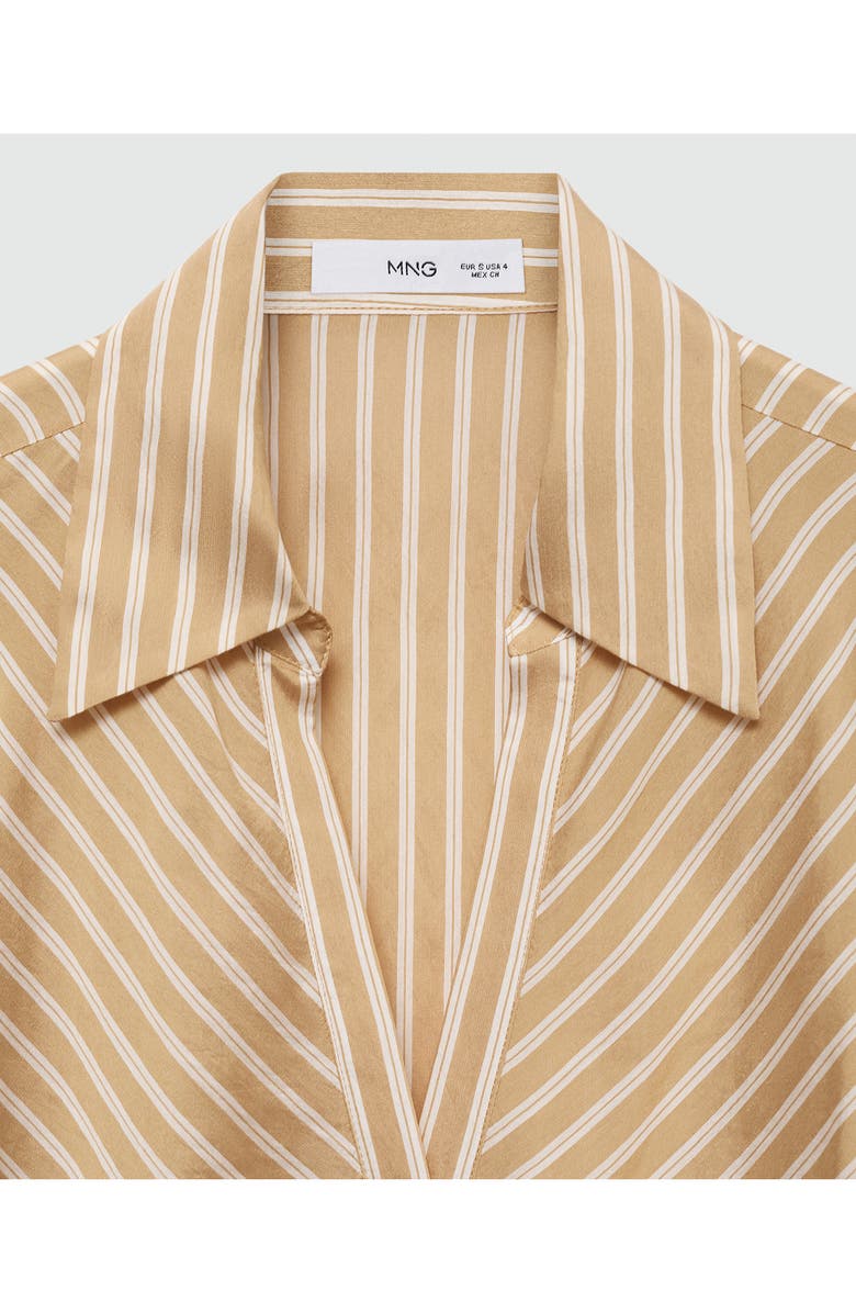 MANGO Flowy Directional Stripe Button-Up Shirt, Alternate, color, 