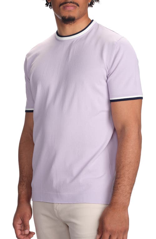 Studio Garnet Los Angeles Contrast Collar Short Sleeve Sweater In Lavender