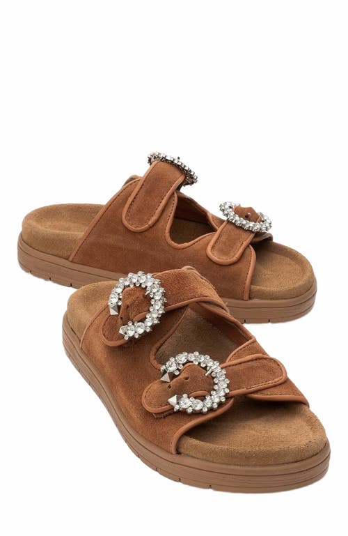 Forever & Always Shoes Morelia Suede Leather Slide Sandal in Cognac Brown Suede Leather at Nordstrom, Size 5.5