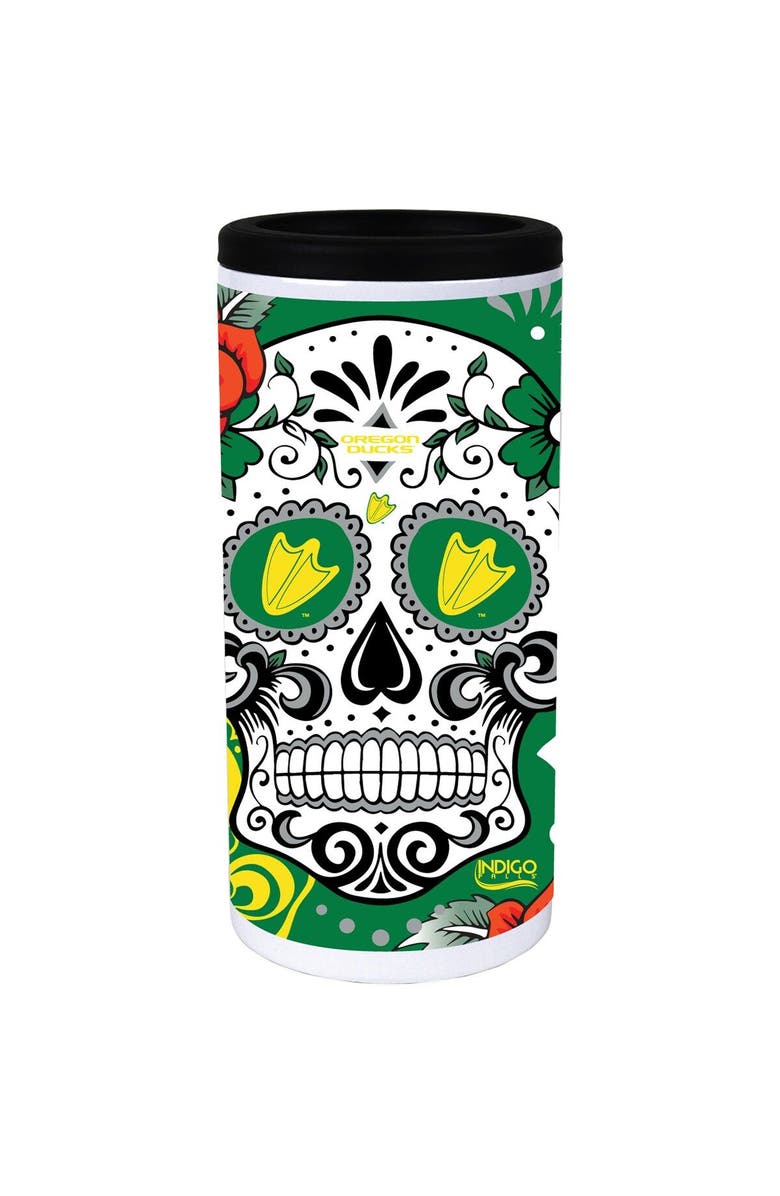 INDIGO FALLS Oregon Ducks Dia Stainless Steel 12oz. Slim Can Cooler, Alternate, color, White