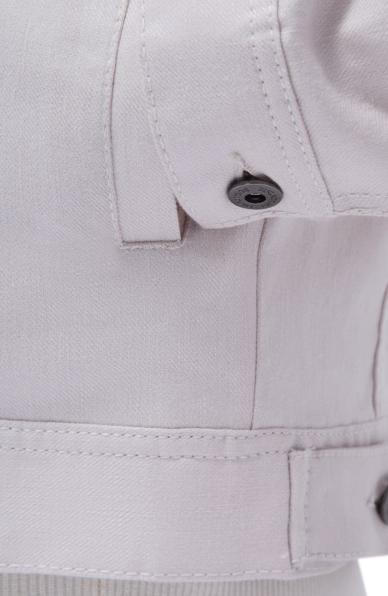 Bugatchi Stretch Linen & Cotton Trucker Jacket, Alternate, color, Stone