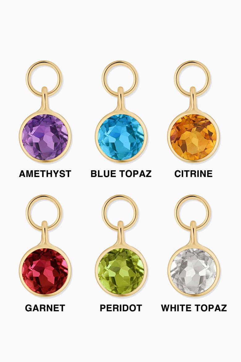 14K Yellow Gold Vivid Single Hoop Charm, Alternate, color, White Gold, Garnet