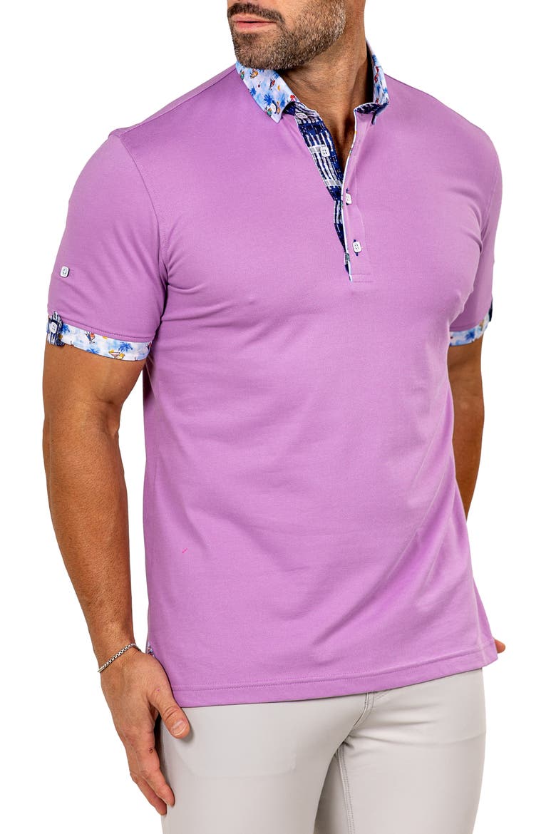 Newton Marthyr0031 Purple Button-Down Piqué Polo, Alternate, color, PURPLE