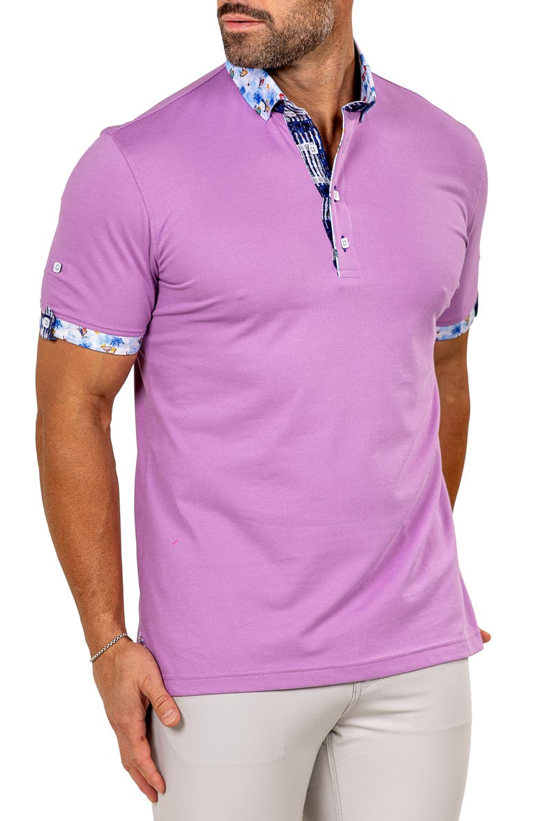 Maceoo Newton Marthyr0031 Purple Button-Down Piqué Polo, Alternate, color, Purple