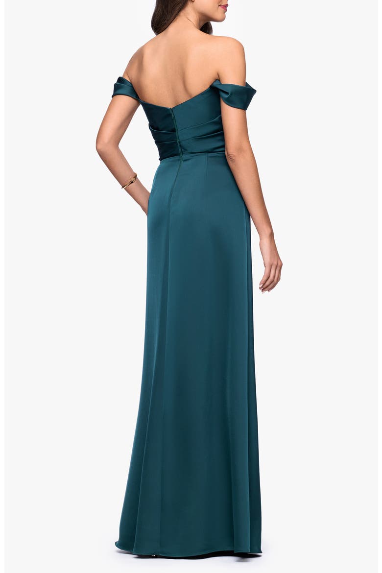 Heather Off the Shoulder Satin Gown, Alternate, color, PINE