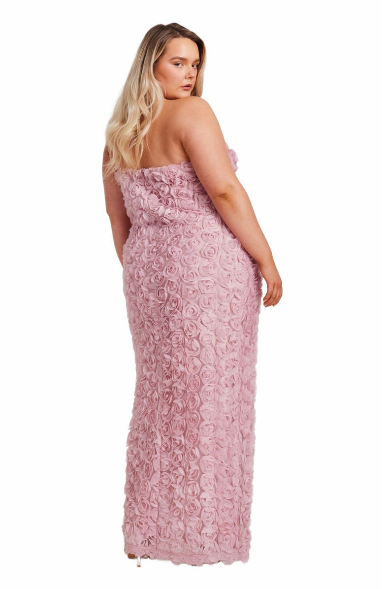 QUIZ Plus Size Cut Out 3D Floral Maxi Dress, Alternate, color, Blush