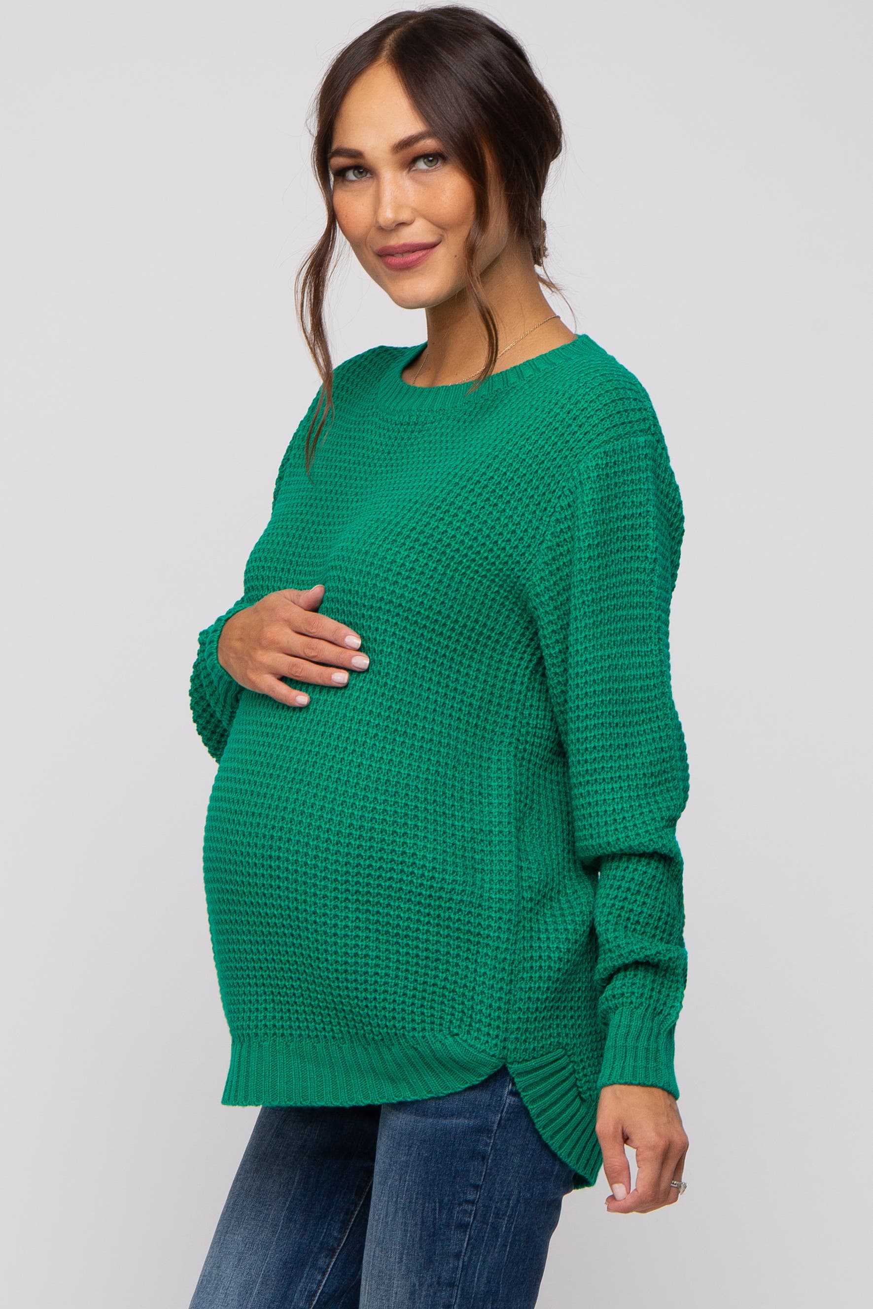 Waffle Knit Rounded Hem Sweater - image 4