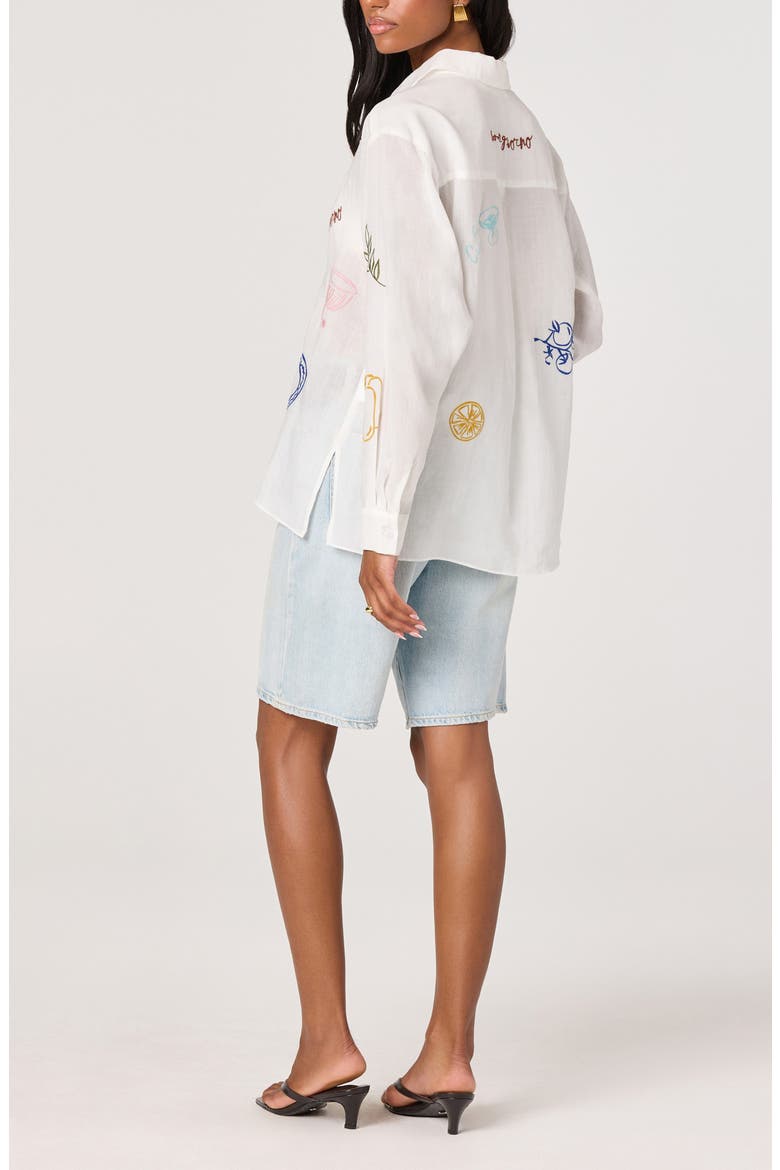 Trace Embroidered Button-Up Shirt, Alternate, color, WHITE PICNIC