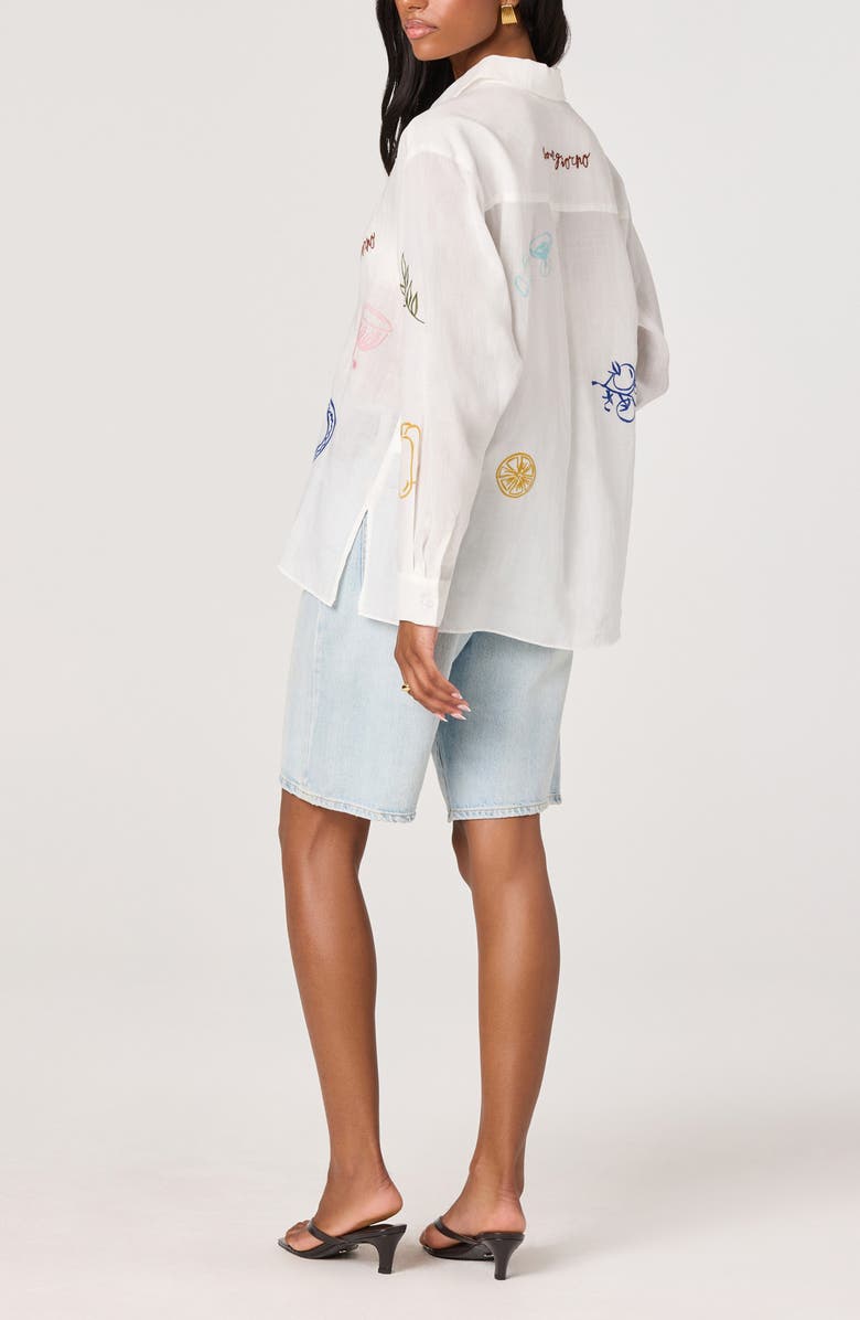 ASTR the Label Trace Embroidered Button-Up Shirt, Alternate, color, White Picnic