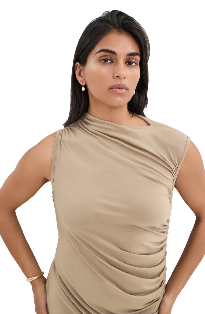 Marcella Joan Sleeveless Ruched Cocktail Dress, Alternate, color, Sand