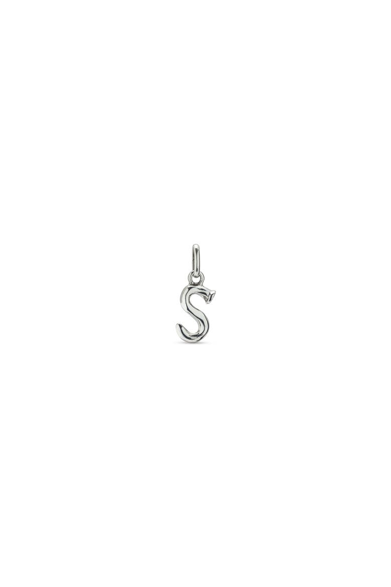 Sterling Silver-Plated Letter S Charm, Main, color, Silver